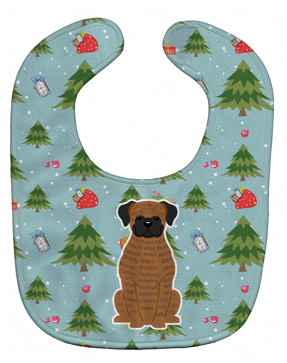 Christmas Brindle Boxer Baby Bib Easy-Clean Baby Bib Baby Feeding Accessory Baby Mealtime Essential, 10 x 13, Multicolor