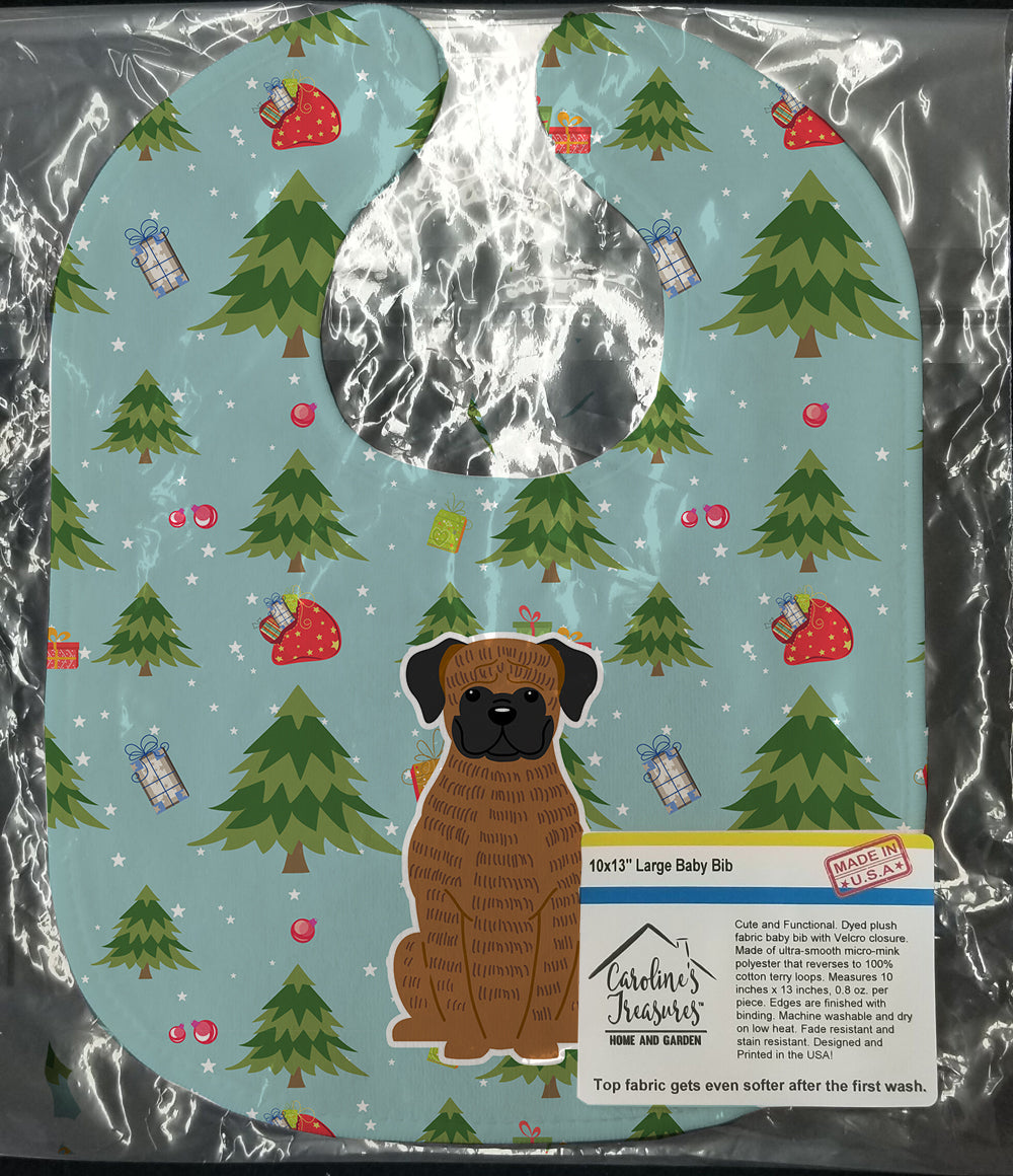 Christmas Brindle Boxer Baby Bib Easy-Clean Baby Bib Baby Feeding Accessory Baby Mealtime Essential, 10 x 13, Multicolor