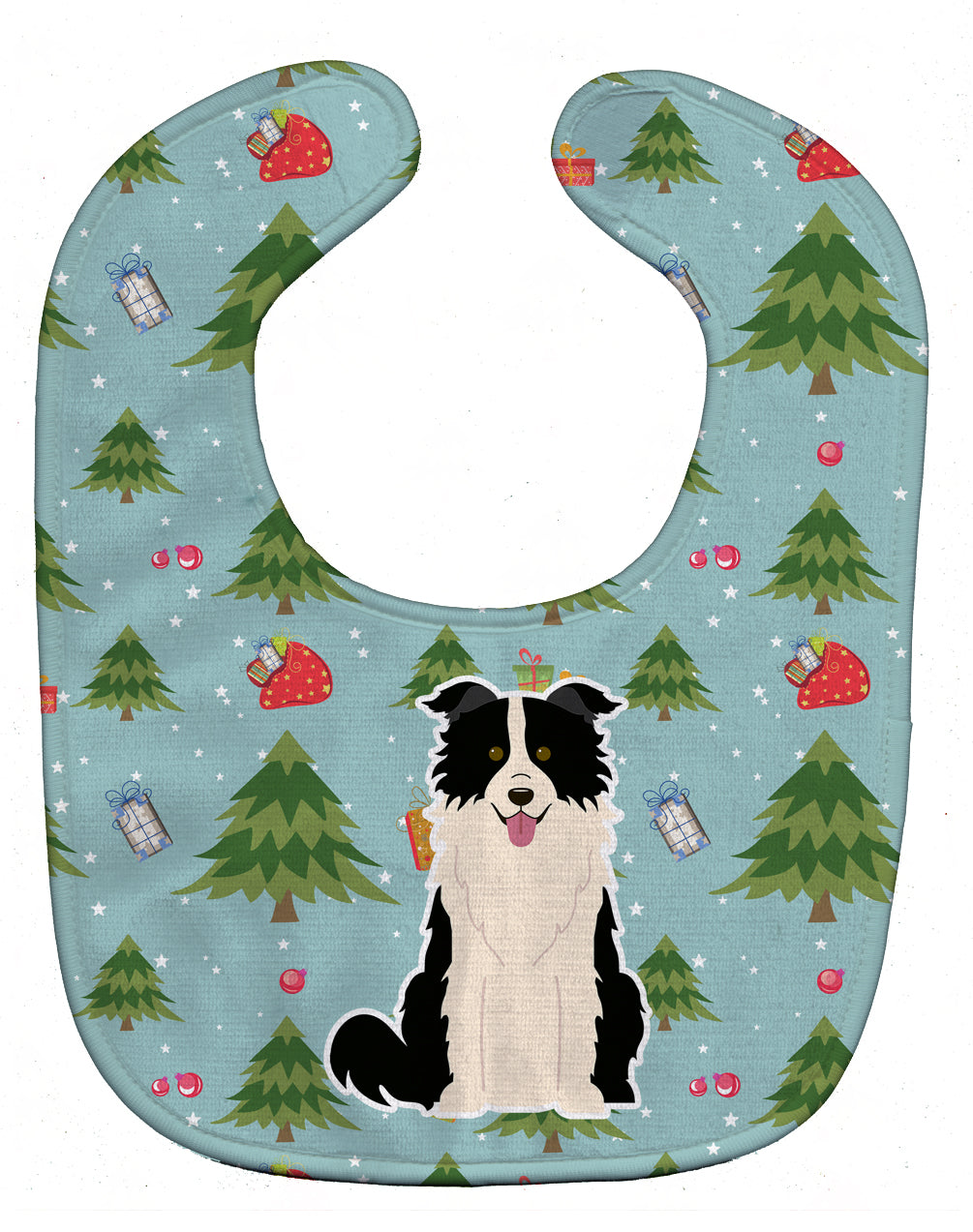 Christmas Border Collie Black White Baby Bib Easy-Clean Baby Bib Baby Feeding Accessory Baby Mealtime Essential, 10 x 13, Multicolor