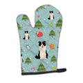 Christmas Border Collie Black White Oven Mitt Heat Resistant Thick Oven Mitt for Hot Pans and Oven, Kitchen Mitt Protect Hands, Cooking Baking Glove