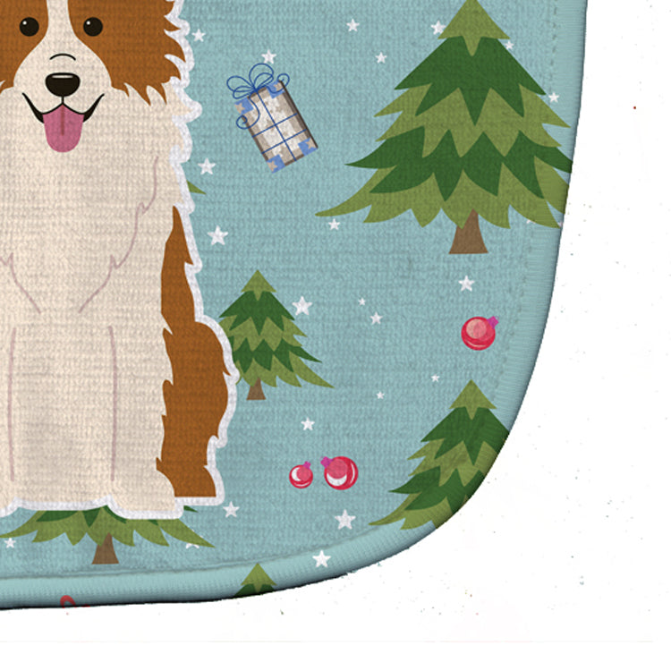 Christmas Border Collie Red White Baby Bib Easy-Clean Baby Bib Baby Feeding Accessory Baby Mealtime Essential, 10 x 13, Multicolor