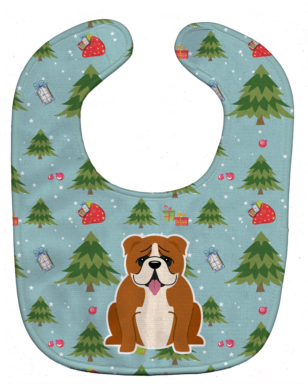 Christmas English Bulldog Red White Baby Bib Easy-Clean Baby Bib Baby Feeding Accessory Baby Mealtime Essential, 10 x 13, Multicolor