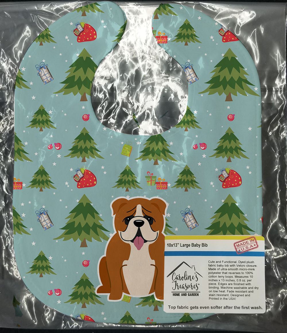 Christmas English Bulldog Red White Baby Bib Easy-Clean Baby Bib Baby Feeding Accessory Baby Mealtime Essential, 10 x 13, Multicolor