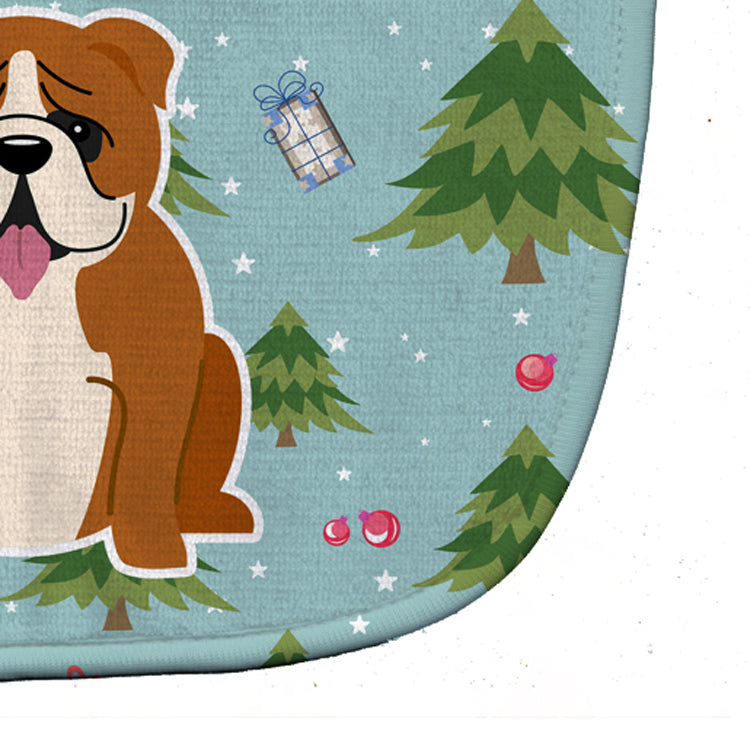 Christmas English Bulldog Red White Baby Bib Easy-Clean Baby Bib Baby Feeding Accessory Baby Mealtime Essential, 10 x 13, Multicolor