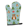 Christmas English Bulldog Red White Oven Mitt Heat Resistant Thick Oven Mitt for Hot Pans and Oven, Kitchen Mitt Protect Hands, Cooking Baking Glove