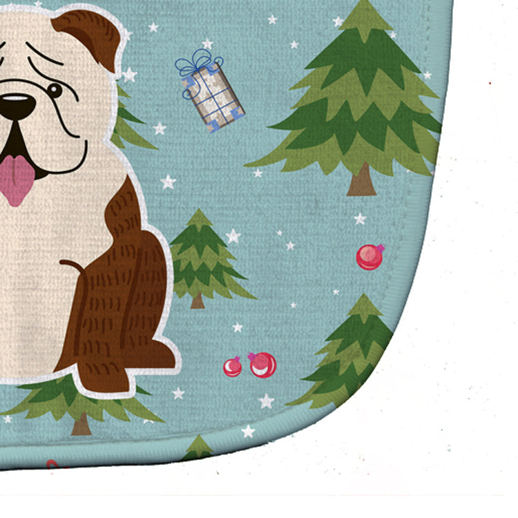Christmas English Bulldog Brindle White Baby Bib Easy-Clean Baby Bib Baby Feeding Accessory Baby Mealtime Essential, 10 x 13, Multicolor
