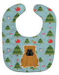 Christmas English Bulldog Red Baby Bib Easy-Clean Baby Bib Baby Feeding Accessory Baby Mealtime Essential, 10 x 13, Multicolor