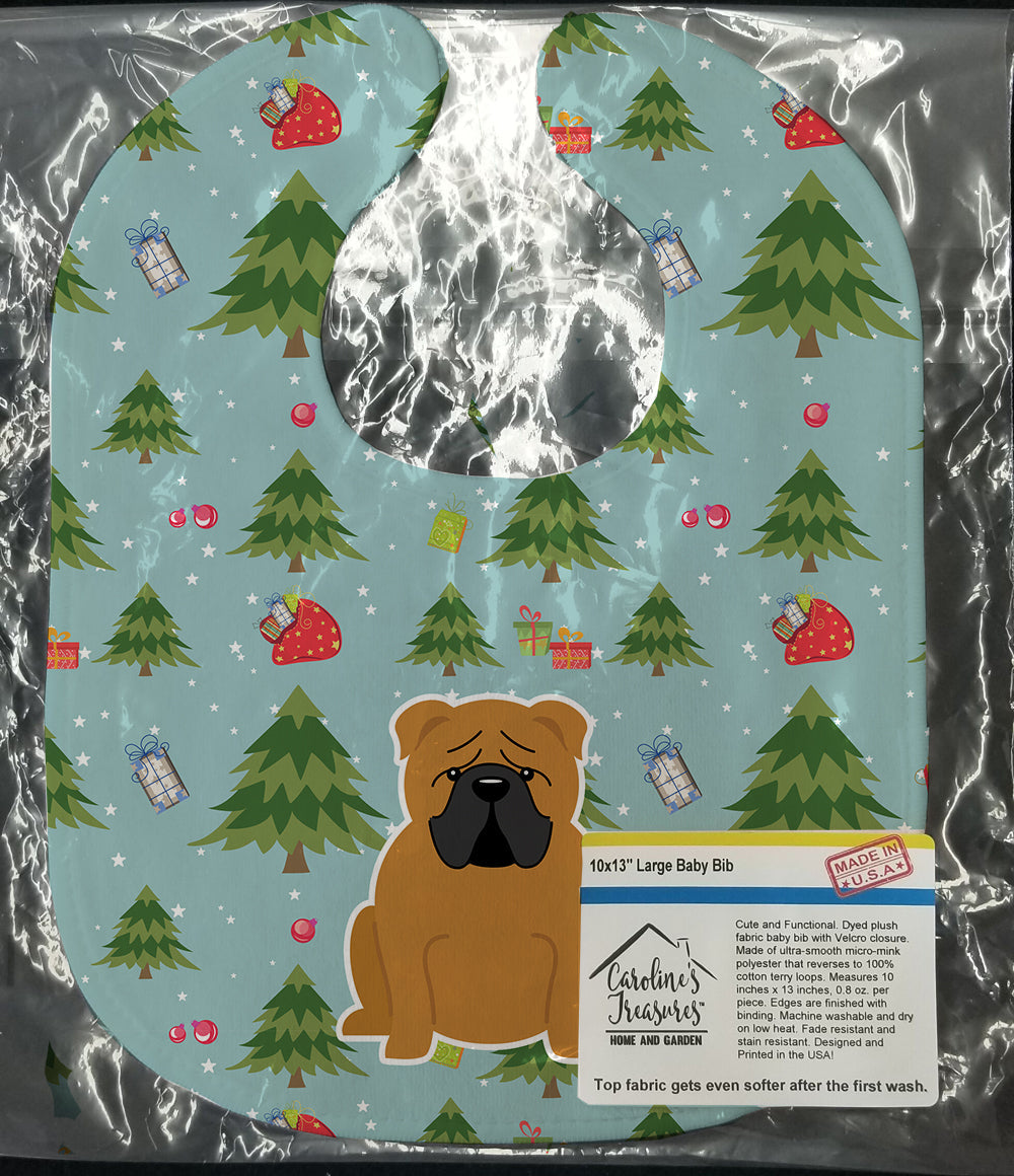 Christmas English Bulldog Red Baby Bib Easy-Clean Baby Bib Baby Feeding Accessory Baby Mealtime Essential, 10 x 13, Multicolor