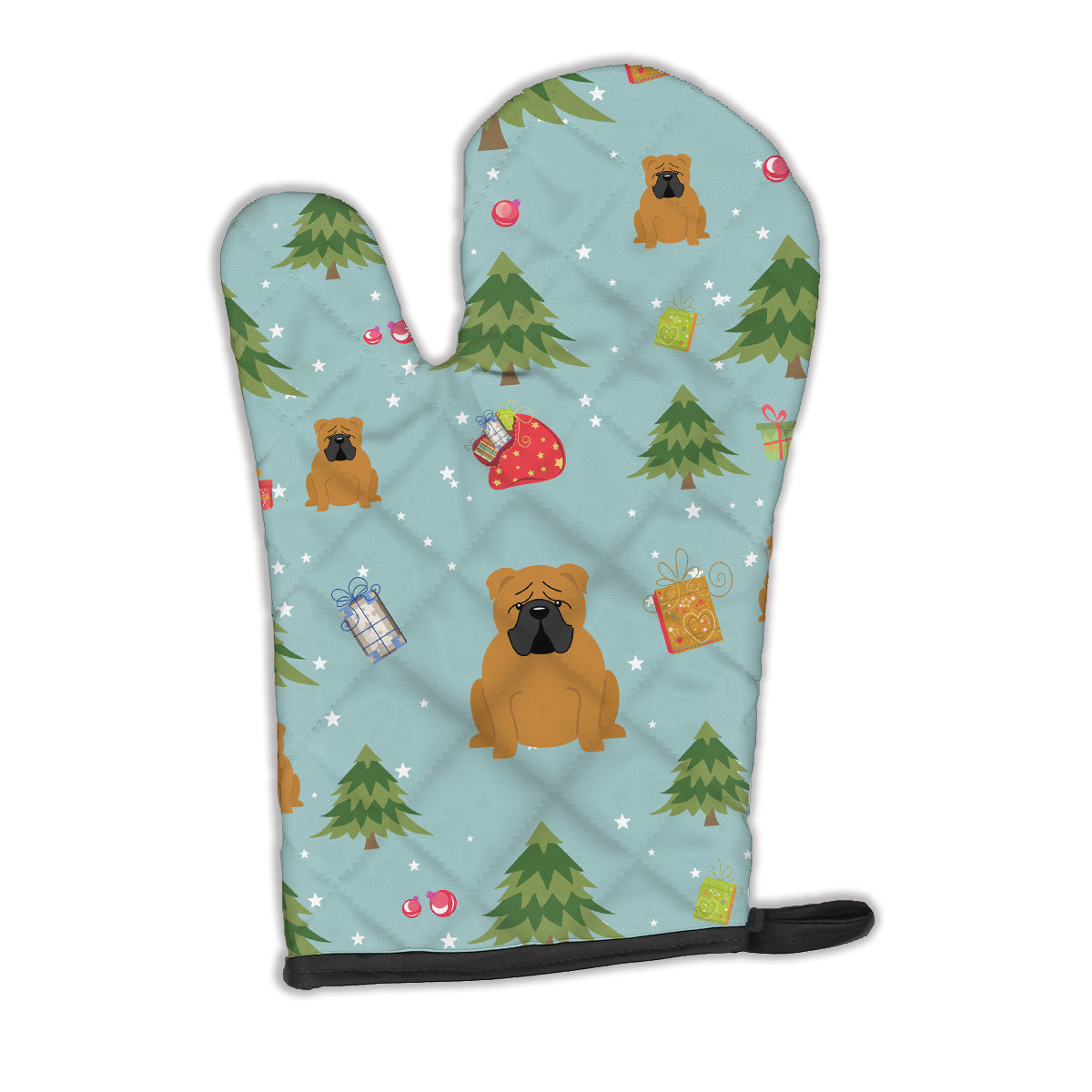 Christmas English Bulldog Red Oven Mitt Heat Resistant Thick Oven Mitt for Hot Pans and Oven, Kitchen Mitt Protect Hands, Cooking Baking Glove
