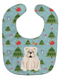 Christmas English Bulldog White Baby Bib Easy-Clean Baby Bib Baby Feeding Accessory Baby Mealtime Essential, 10 x 13, Multicolor