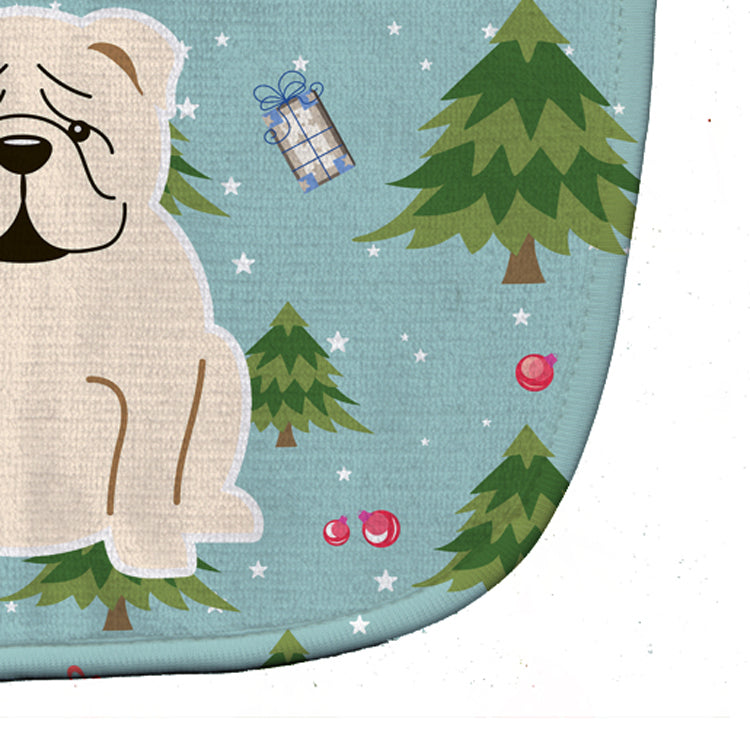 Christmas English Bulldog White Baby Bib Easy-Clean Baby Bib Baby Feeding Accessory Baby Mealtime Essential, 10 x 13, Multicolor