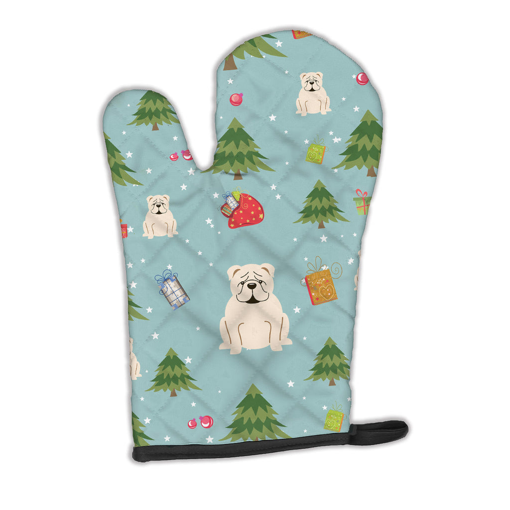 Christmas English Bulldog White Oven Mitt Heat Resistant Thick Oven Mitt for Hot Pans and Oven, Kitchen Mitt Protect Hands, Cooking Baking Glove