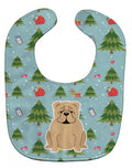 Christmas English Bulldog Fawn Baby Bib Easy-Clean Baby Bib Baby Feeding Accessory Baby Mealtime Essential, 10 x 13, Multicolor