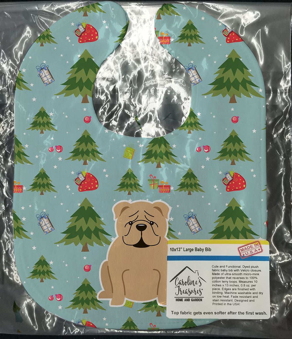 Christmas English Bulldog Fawn Baby Bib Easy-Clean Baby Bib Baby Feeding Accessory Baby Mealtime Essential, 10 x 13, Multicolor