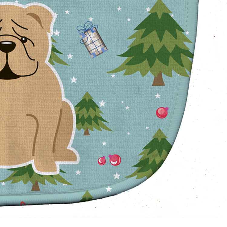 Christmas English Bulldog Fawn Baby Bib Easy-Clean Baby Bib Baby Feeding Accessory Baby Mealtime Essential, 10 x 13, Multicolor