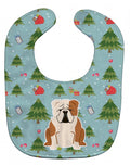 Christmas English Bulldog Fawn White Baby Bib Easy-Clean Baby Bib Baby Feeding Accessory Baby Mealtime Essential, 10 x 13, Multicolor