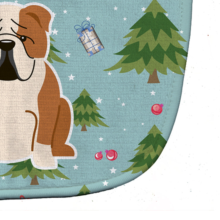 Christmas English Bulldog Fawn White Baby Bib Easy-Clean Baby Bib Baby Feeding Accessory Baby Mealtime Essential, 10 x 13, Multicolor