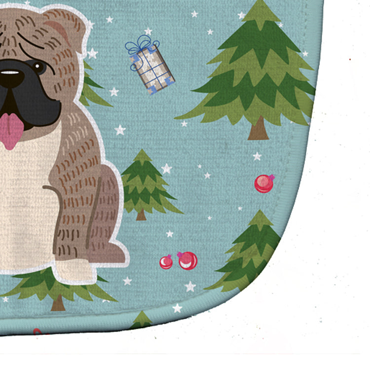 Christmas English Bulldog Grey Brindle  Baby Bib Easy-Clean Baby Bib Baby Feeding Accessory Baby Mealtime Essential, 10 x 13, Multicolor