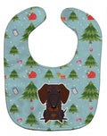 Christmas Wire Haired Dachshund Chocolate Baby Bib Easy-Clean Baby Bib Baby Feeding Accessory Baby Mealtime Essential, 10 x 13, Multicolor