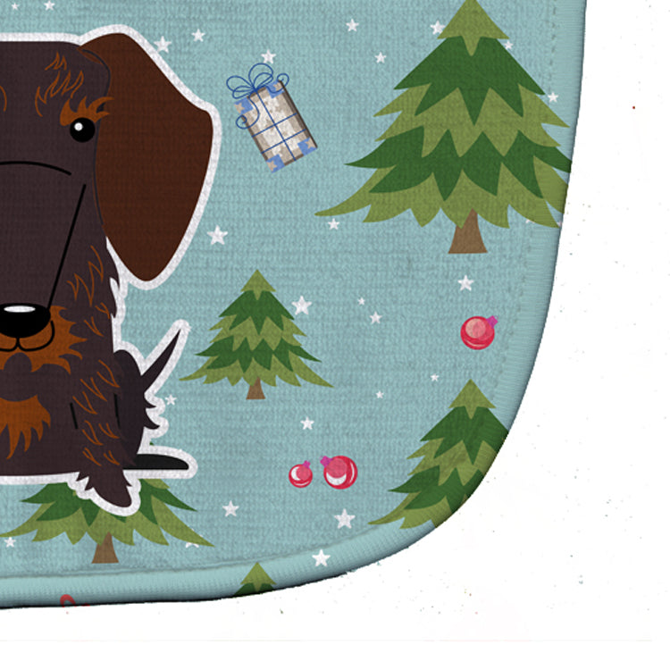 Christmas Wire Haired Dachshund Chocolate Baby Bib Easy-Clean Baby Bib Baby Feeding Accessory Baby Mealtime Essential, 10 x 13, Multicolor