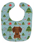 Christmas Dachshund Red Brown Baby Bib Easy-Clean Baby Bib Baby Feeding Accessory Baby Mealtime Essential, 10 x 13, Multicolor