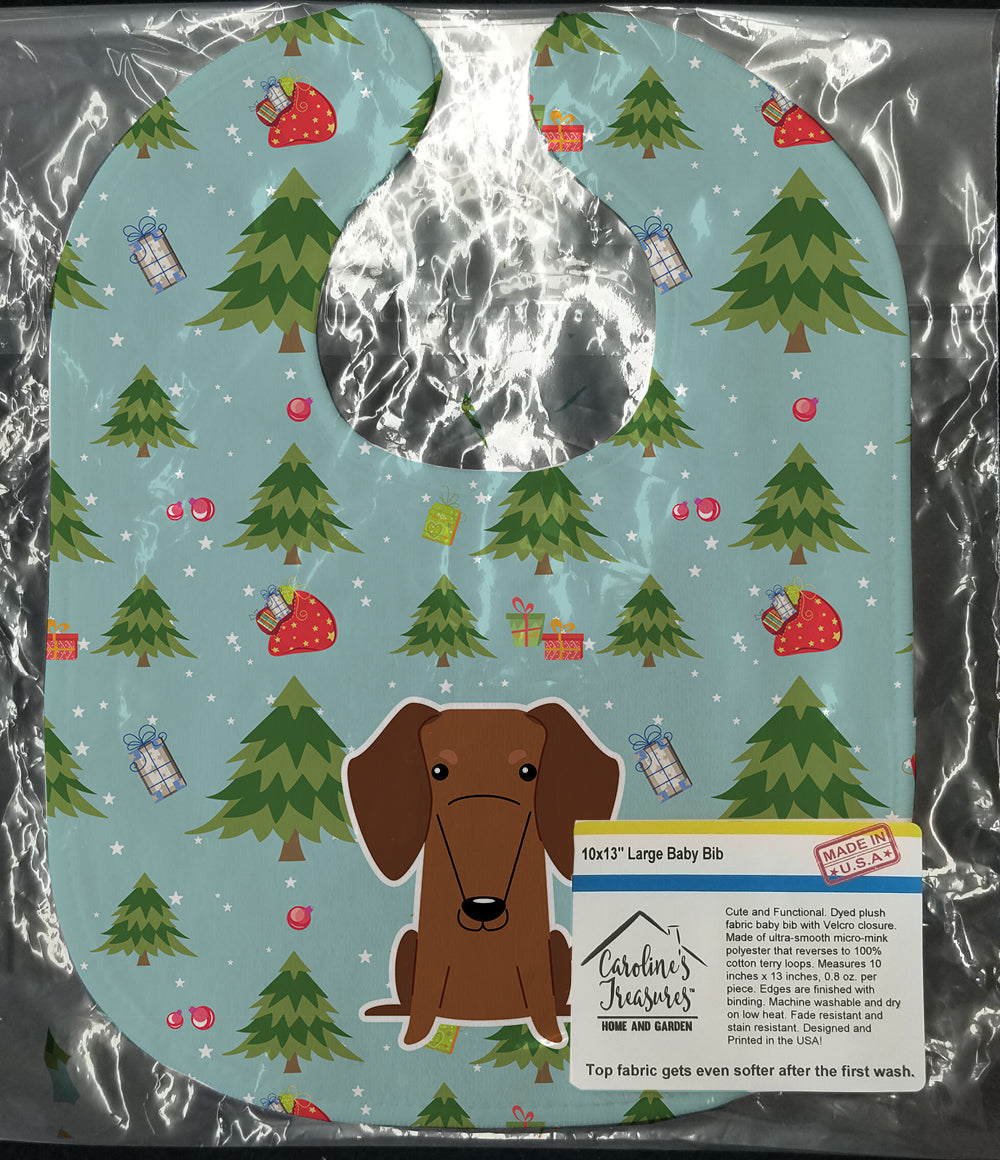 Christmas Dachshund Red Brown Baby Bib Easy-Clean Baby Bib Baby Feeding Accessory Baby Mealtime Essential, 10 x 13, Multicolor