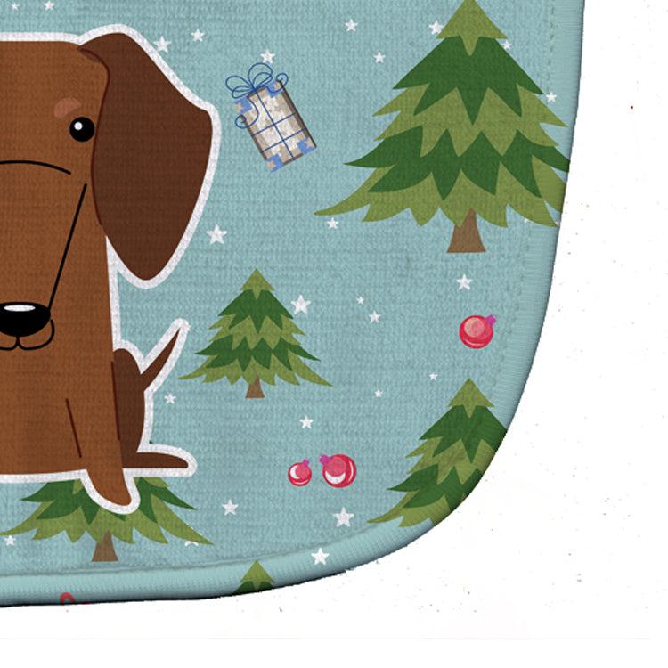 Christmas Dachshund Red Brown Baby Bib Easy-Clean Baby Bib Baby Feeding Accessory Baby Mealtime Essential, 10 x 13, Multicolor