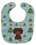 Christmas Dachshund Chocolate Baby Bib Easy-Clean Baby Bib Baby Feeding Accessory Baby Mealtime Essential, 10 x 13, Multicolor