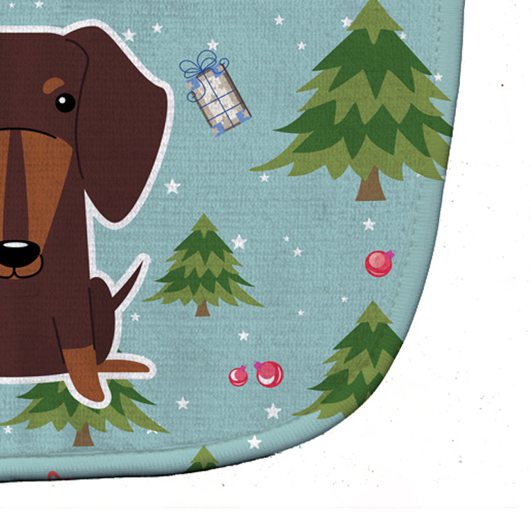 Christmas Dachshund Chocolate Baby Bib Easy-Clean Baby Bib Baby Feeding Accessory Baby Mealtime Essential, 10 x 13, Multicolor