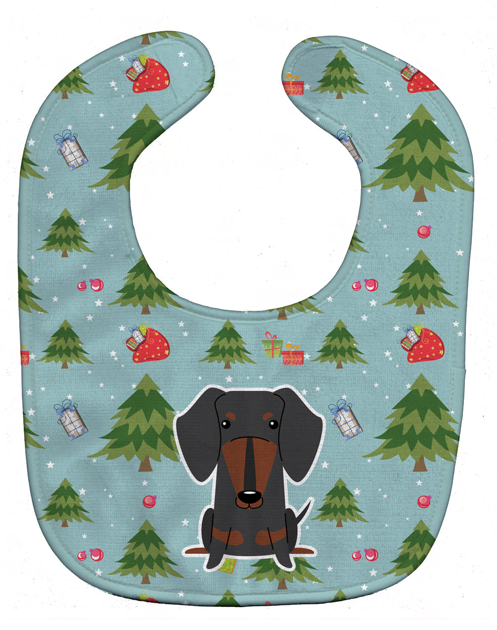 Christmas Dachshund Black Tan Baby Bib Easy-Clean Baby Bib Baby Feeding Accessory Baby Mealtime Essential, 10 x 13, Multicolor