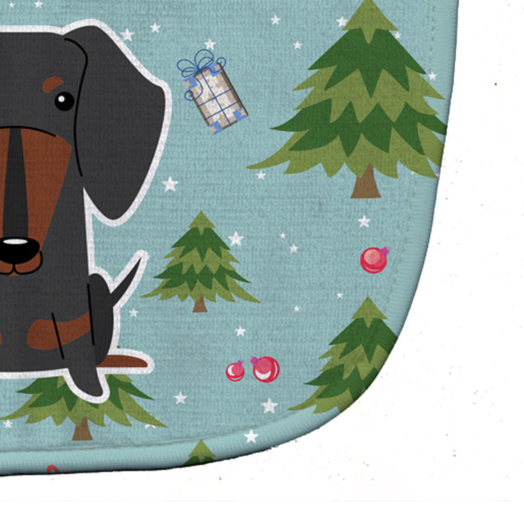 Christmas Dachshund Black Tan Baby Bib Easy-Clean Baby Bib Baby Feeding Accessory Baby Mealtime Essential, 10 x 13, Multicolor