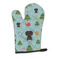 Christmas Dachshund Black Tan Oven Mitt Heat Resistant Thick Oven Mitt for Hot Pans and Oven, Kitchen Mitt Protect Hands, Cooking Baking Glove