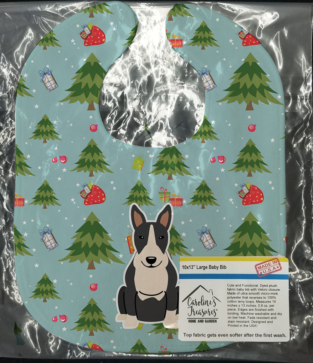 Christmas Bull Terrier Black White Baby Bib Easy-Clean Baby Bib Baby Feeding Accessory Baby Mealtime Essential, 10 x 13, Multicolor