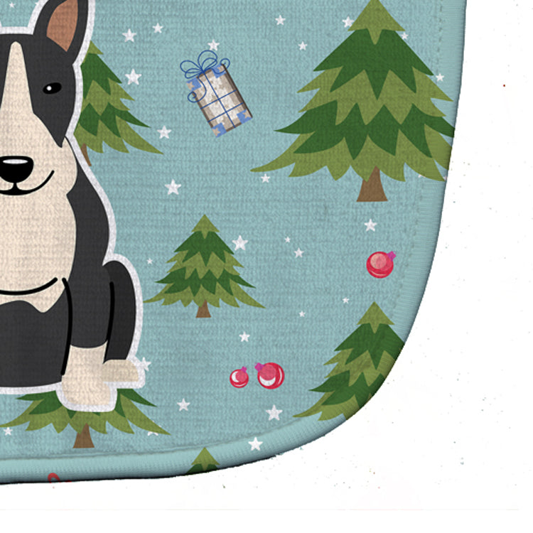 Christmas Bull Terrier Black White Baby Bib Easy-Clean Baby Bib Baby Feeding Accessory Baby Mealtime Essential, 10 x 13, Multicolor