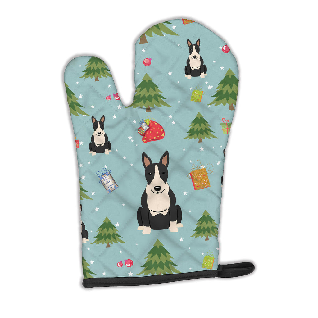 Christmas Bull Terrier Black White Oven Mitt Heat Resistant Thick Oven Mitt for Hot Pans and Oven, Kitchen Mitt Protect Hands, Cooking Baking Glove