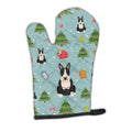 Christmas Bull Terrier Black White Oven Mitt Heat Resistant Thick Oven Mitt for Hot Pans and Oven, Kitchen Mitt Protect Hands, Cooking Baking Glove