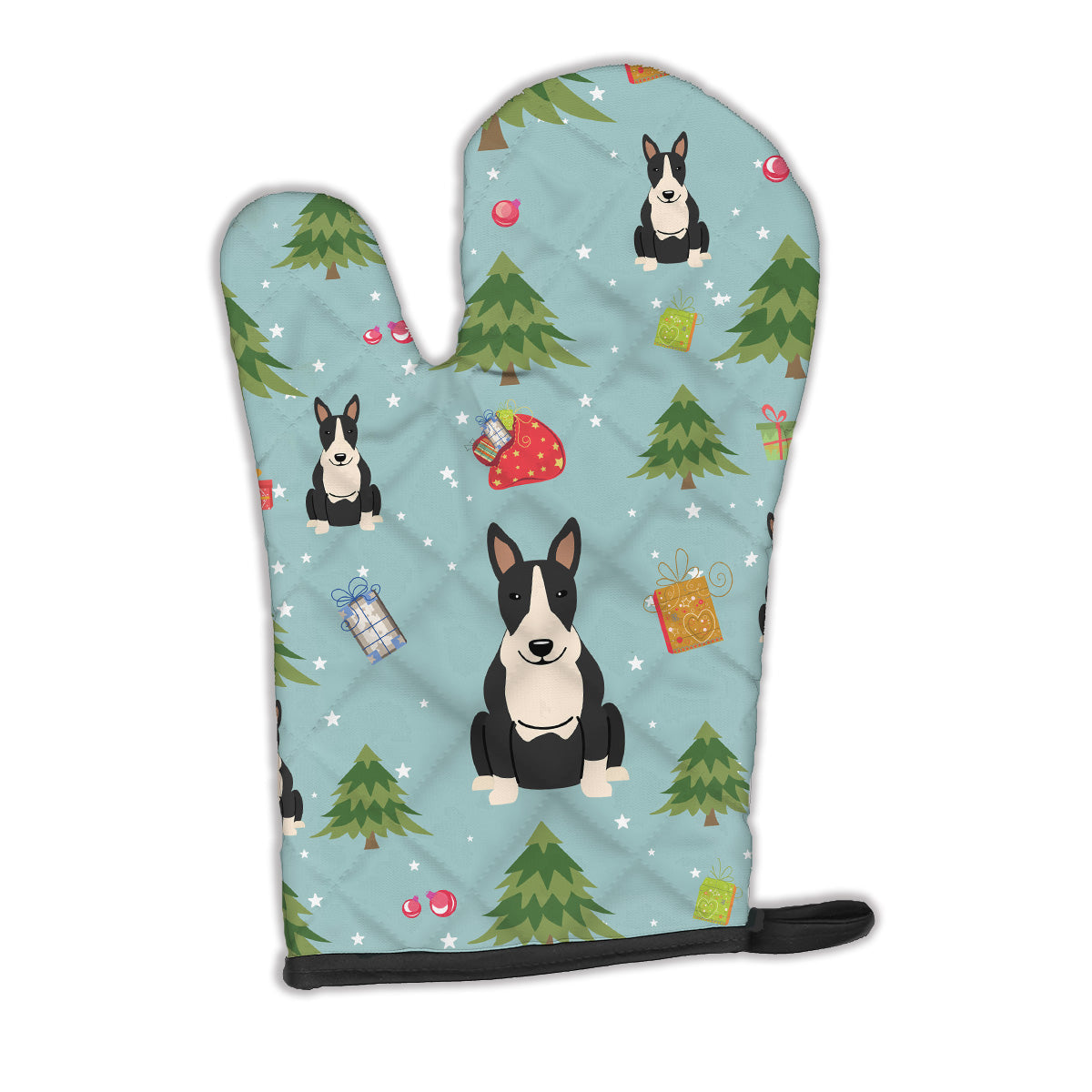 Christmas Bull Terrier Black White Oven Mitt Heat Resistant Thick Oven Mitt for Hot Pans and Oven, Kitchen Mitt Protect Hands, Cooking Baking Glove