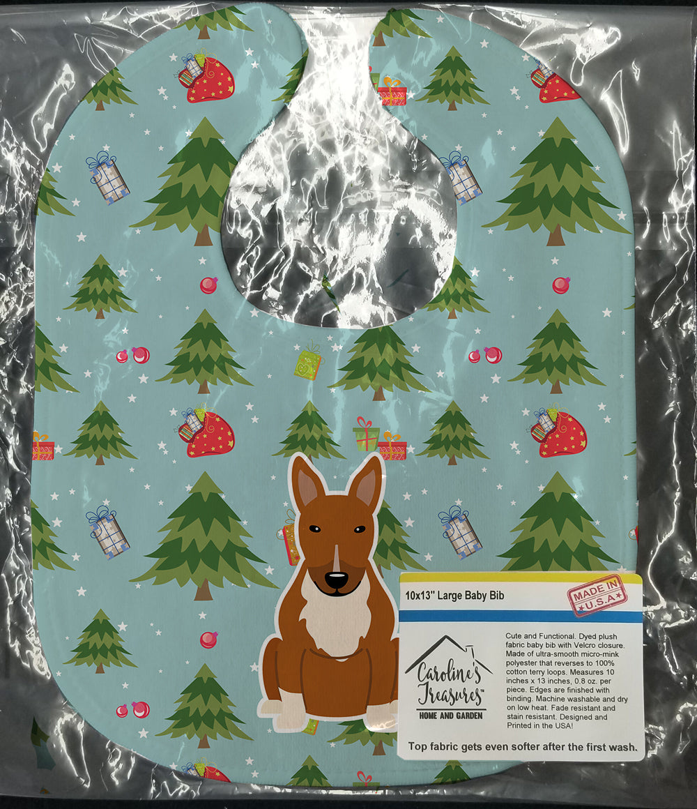 Christmas Bull Terrier Red Baby Bib Easy-Clean Baby Bib Baby Feeding Accessory Baby Mealtime Essential, 10 x 13, Multicolor