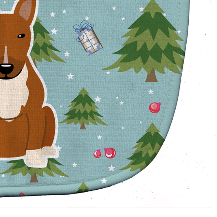 Christmas Bull Terrier Red Baby Bib Easy-Clean Baby Bib Baby Feeding Accessory Baby Mealtime Essential, 10 x 13, Multicolor