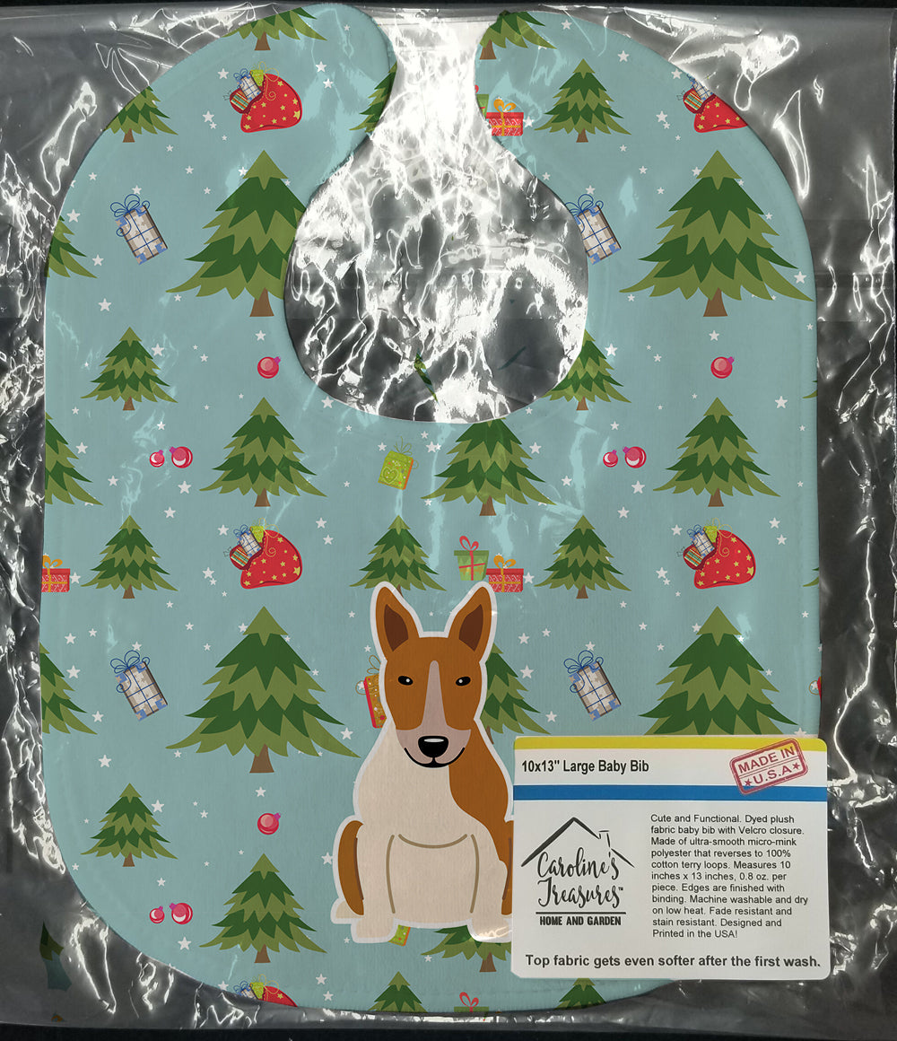 Christmas Bull Terrier Red White Baby Bib Easy-Clean Baby Bib Baby Feeding Accessory Baby Mealtime Essential, 10 x 13, Multicolor