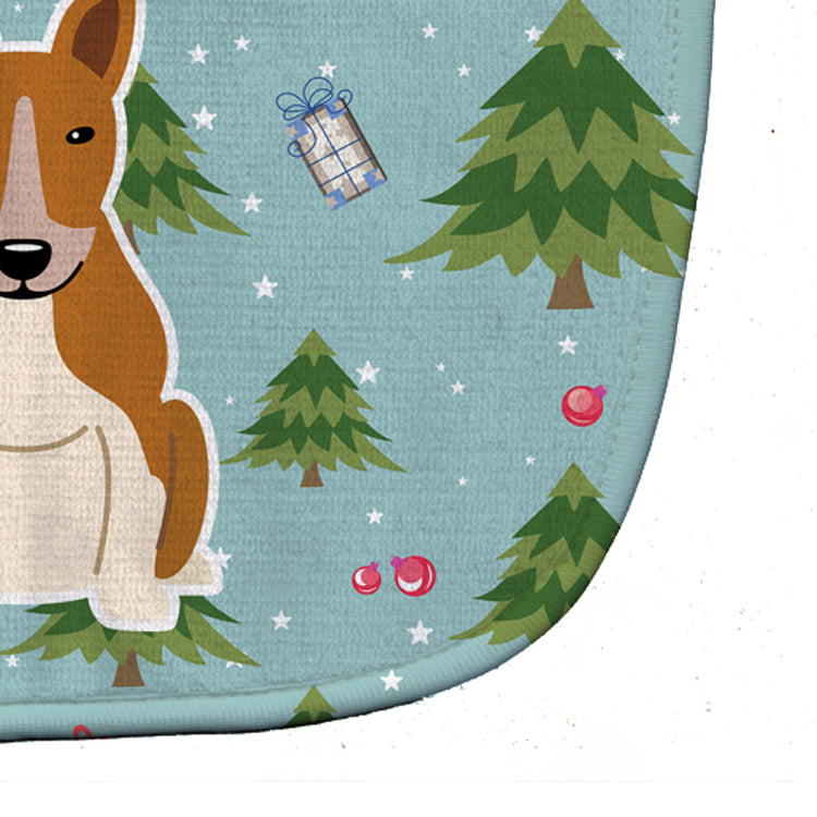 Christmas Bull Terrier Red White Baby Bib Easy-Clean Baby Bib Baby Feeding Accessory Baby Mealtime Essential, 10 x 13, Multicolor