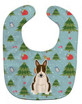 Christmas Bull Terrier Dark Brindle Baby Bib Easy-Clean Baby Bib Baby Feeding Accessory Baby Mealtime Essential, 10 x 13, Multicolor