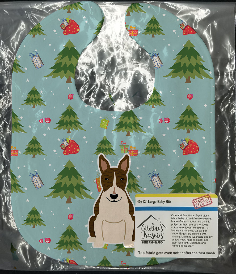 Christmas Bull Terrier Dark Brindle Baby Bib Easy-Clean Baby Bib Baby Feeding Accessory Baby Mealtime Essential, 10 x 13, Multicolor