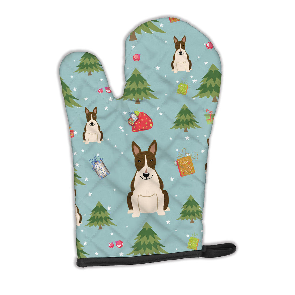 Christmas Bull Terrier Dark Brindle Oven Mitt Heat Resistant Thick Oven Mitt for Hot Pans and Oven, Kitchen Mitt Protect Hands, Cooking Baking Glove