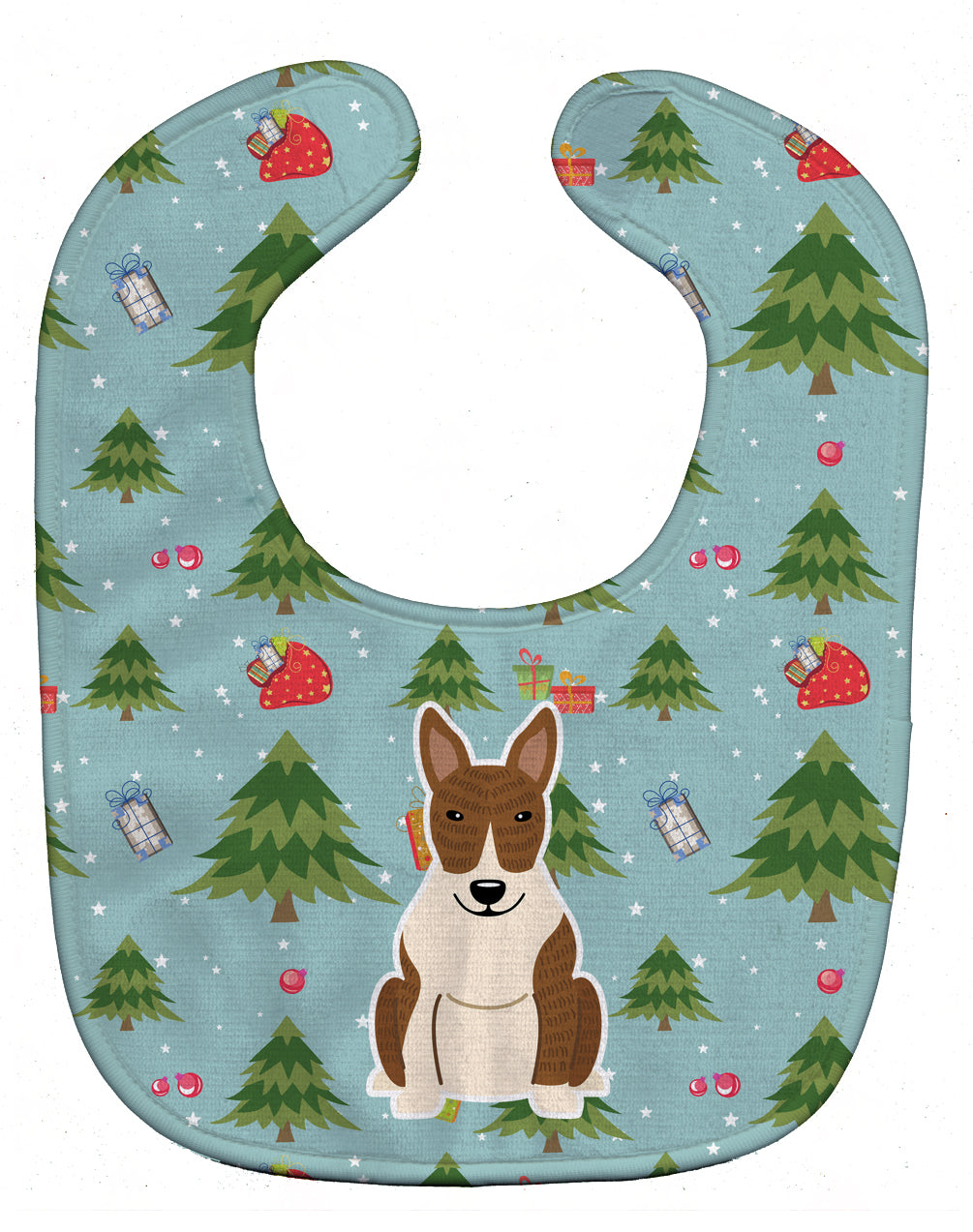 Christmas Bull Terrier Brindle Baby Bib Easy-Clean Baby Bib Baby Feeding Accessory Baby Mealtime Essential, 10 x 13, Multicolor