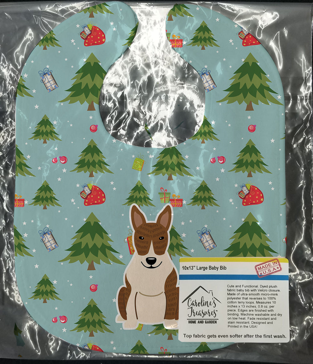 Christmas Bull Terrier Brindle Baby Bib Easy-Clean Baby Bib Baby Feeding Accessory Baby Mealtime Essential, 10 x 13, Multicolor