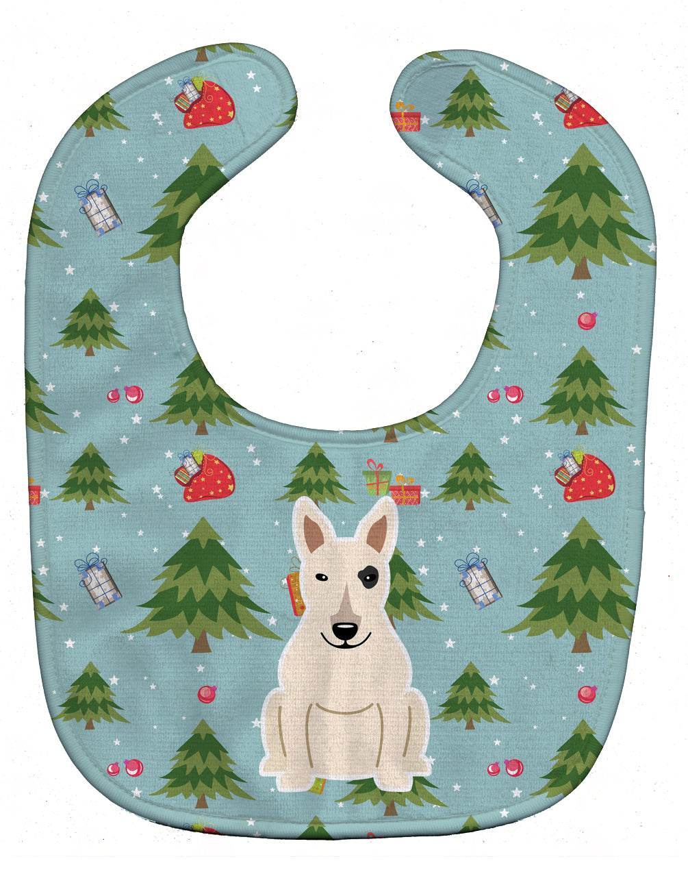 Christmas Bull Terrier White Baby Bib Easy-Clean Baby Bib Baby Feeding Accessory Baby Mealtime Essential, 10 x 13, Multicolor