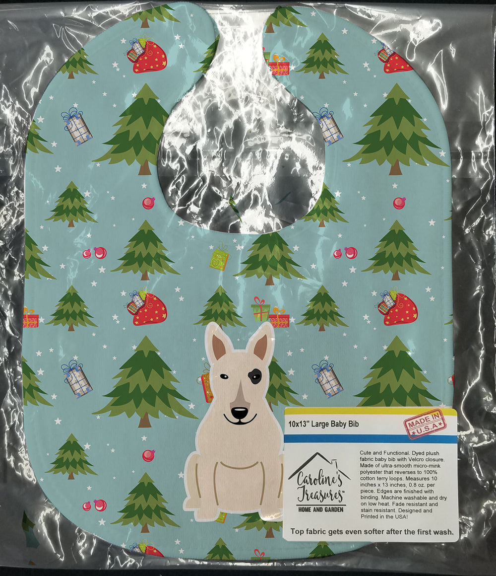 Christmas Bull Terrier White Baby Bib Easy-Clean Baby Bib Baby Feeding Accessory Baby Mealtime Essential, 10 x 13, Multicolor