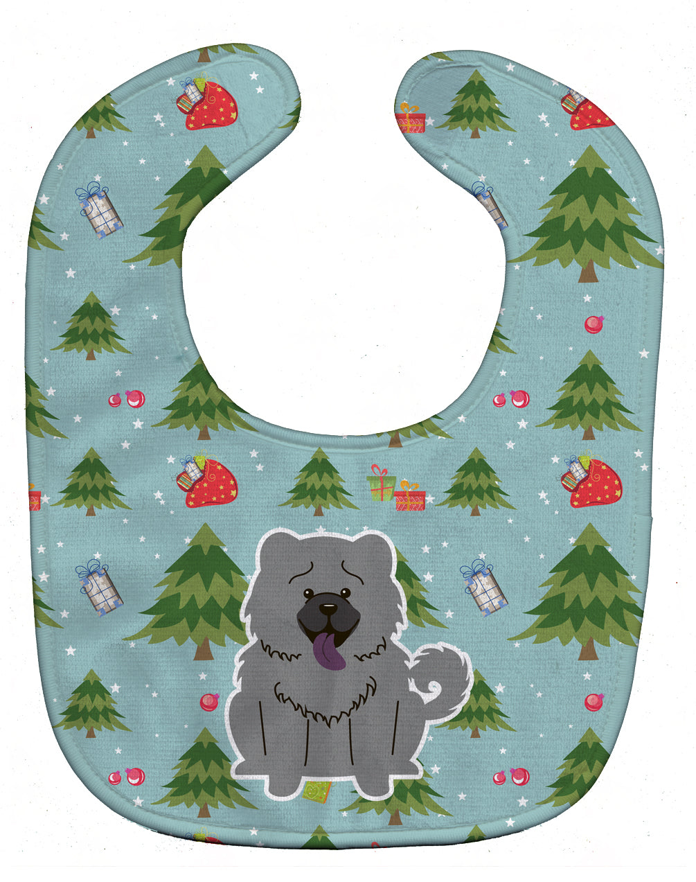 Christmas Chow Chow Blue Baby Bib Easy-Clean Baby Bib Baby Feeding Accessory Baby Mealtime Essential, 10 x 13, Multicolor