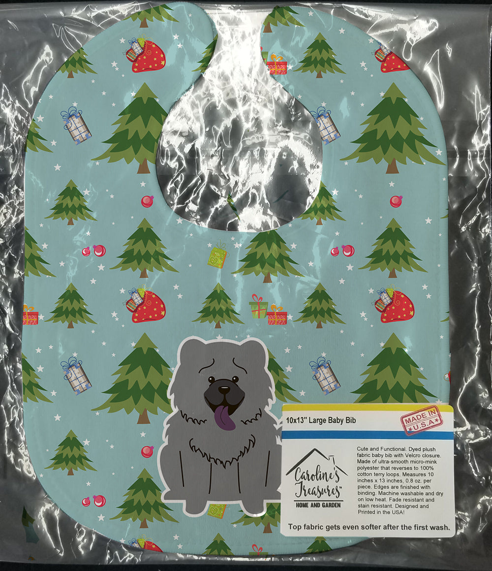 Christmas Chow Chow Blue Baby Bib Easy-Clean Baby Bib Baby Feeding Accessory Baby Mealtime Essential, 10 x 13, Multicolor